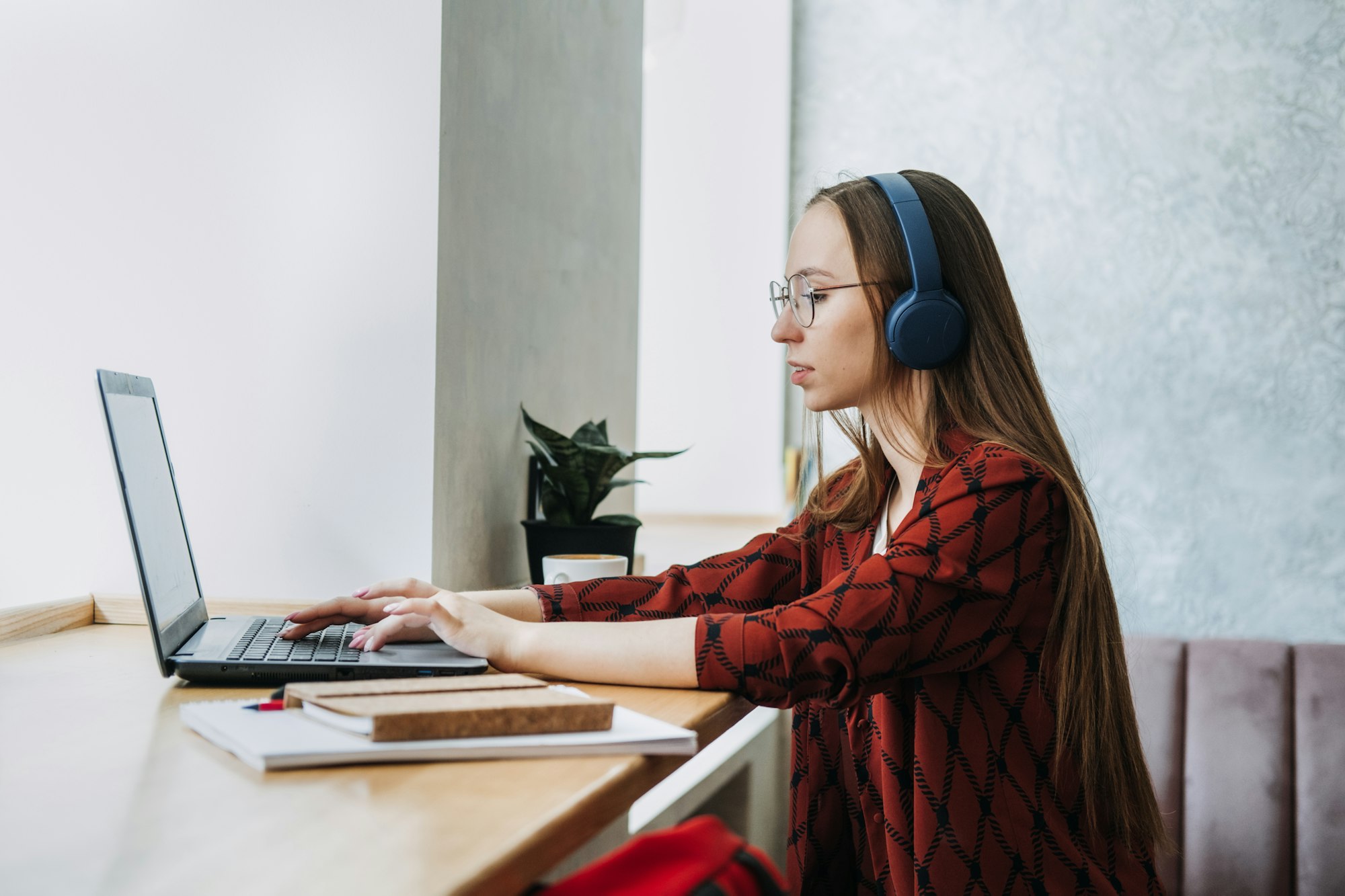 Part Time Business, Part-time job or side hustles concept. Young confident woman student in headset