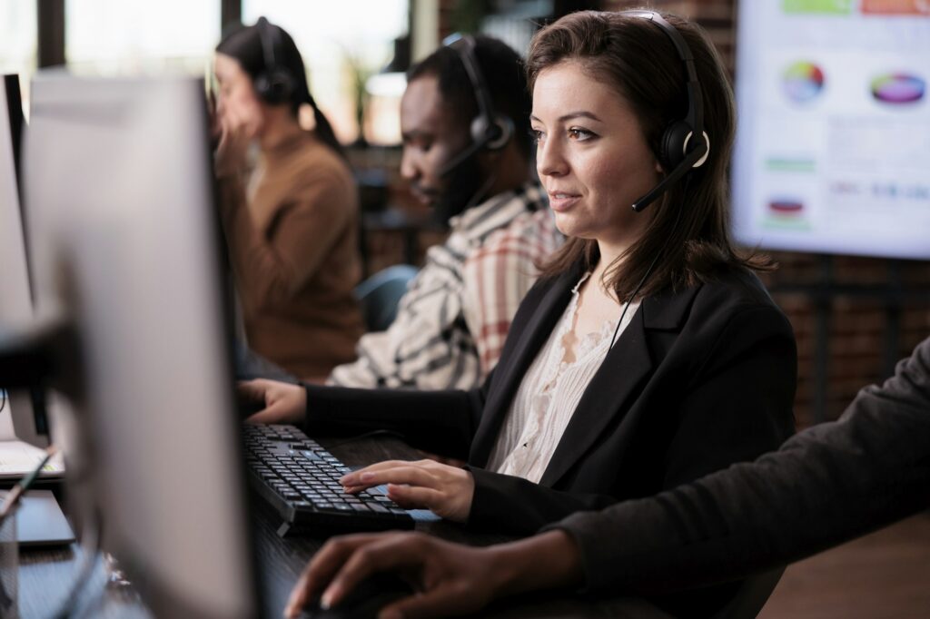 Sales assistant being employed at customer care support job